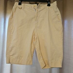 Basic Editions Yellow Gingham Flat Front Shorts